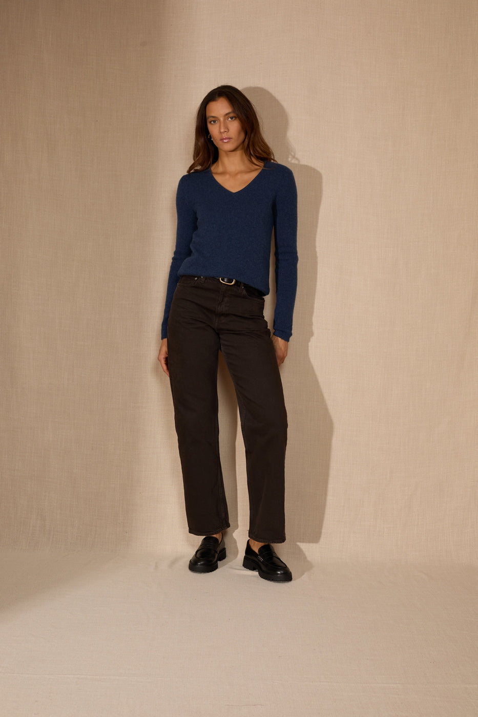 Pull Col V 4 Fils - Gaby - Ocean Chiné