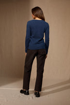 Pull Col V 4 Fils - Gaby - Ocean Chiné