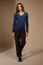 Pull Col V 4 Fils - Gaby - Ocean Chiné
