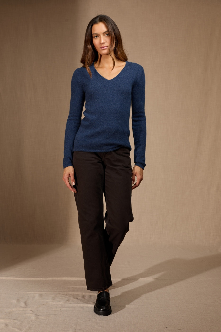 Pull Col V 4 Fils - Gaby - Ocean Chiné