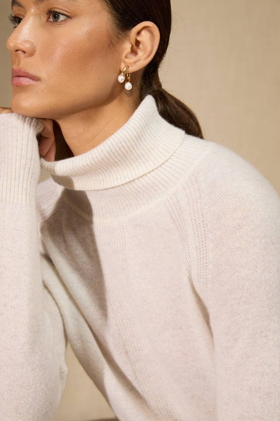 Pull Col Roulé - Lilly - Blanc Chiné