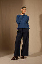 Pull Col Montant 6 Fils - Mairead - Ocean Chiné
