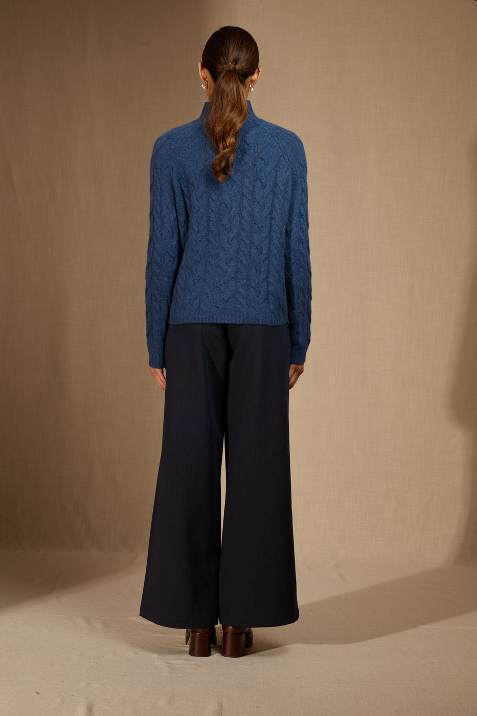 Pull Col Montant 6 Fils - Mairead - Ocean Chiné