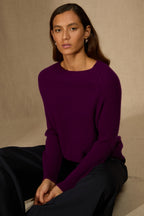 Pull Col Rond 4 Fils - Oceane - Prune