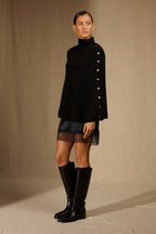 Poncho Col Montant 6 Fils - Karol - Noir