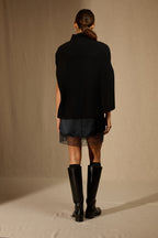 Poncho Col Montant 6 Fils - Karol - Noir