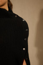 Poncho Col Montant 6 Fils - Karol - Noir