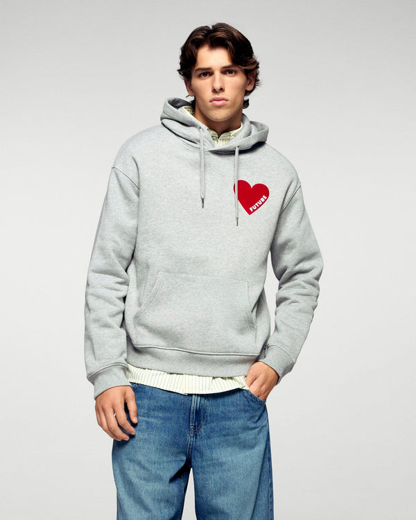 Sweatshirt Hoodie Cœur - Gris Chiné Foncé