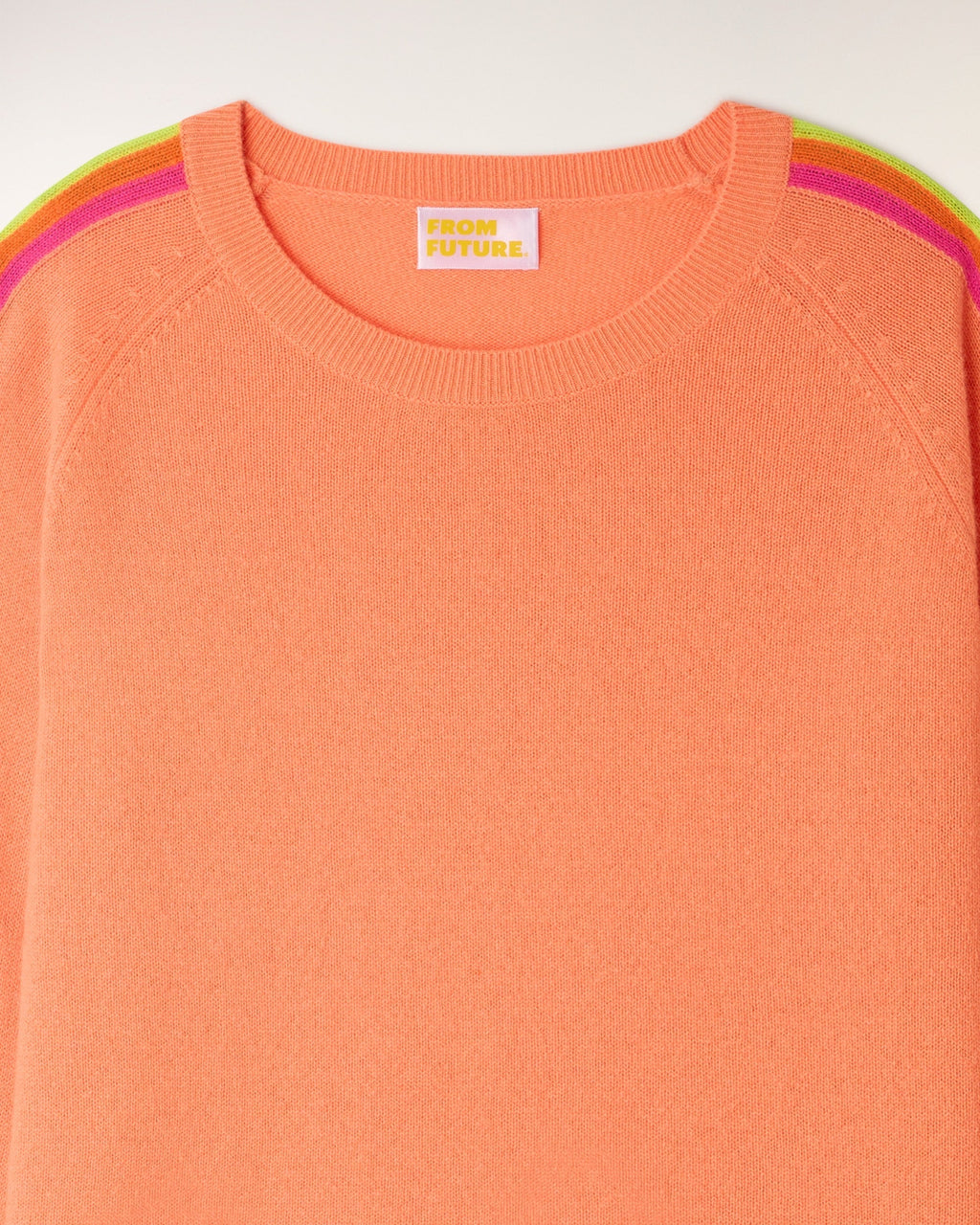 Pull Col Rond Bandes Multicolores Aux Manches - Star Orange