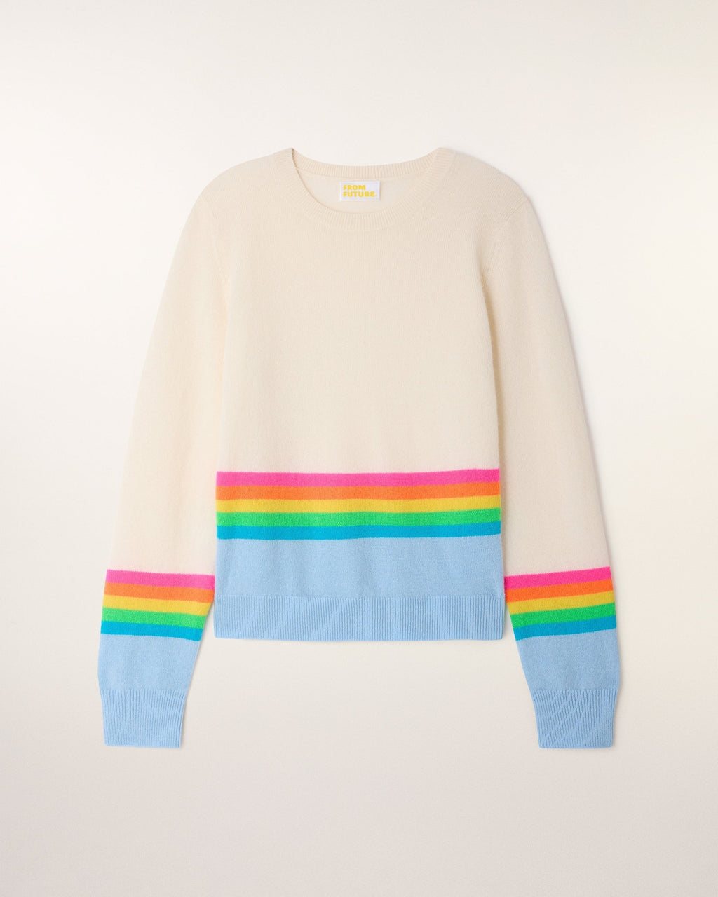 Pull Col Rond à Bandes - Baby Blue