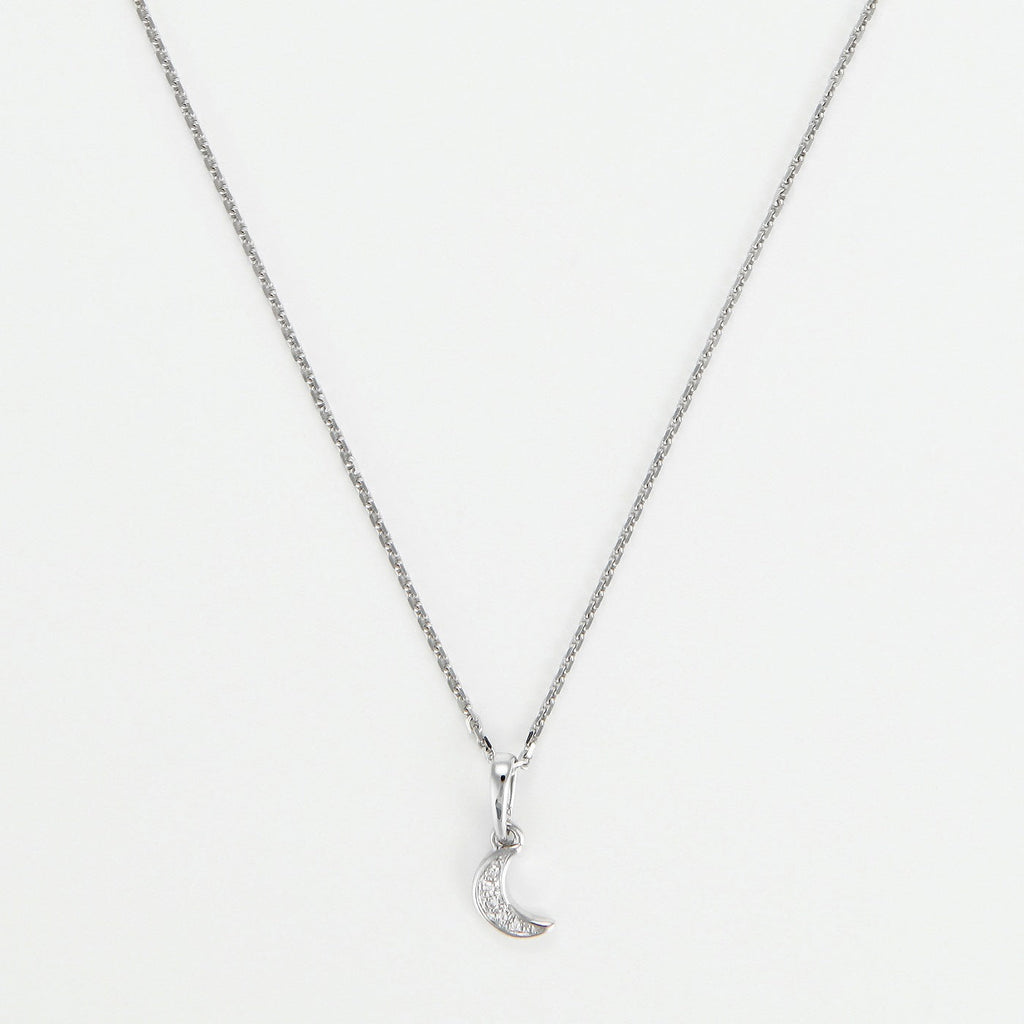 Pendentif "Diamond Moon" D0,01/5 - Or Blanc 375/1000