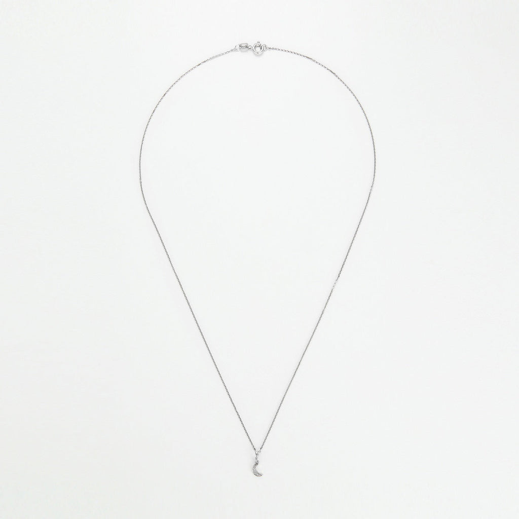 Pendentif "Diamond Moon" D0,01/5 - Or Blanc 375/1000