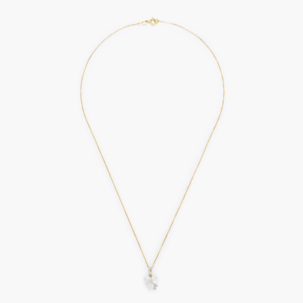 Pendentif "Tradescantia" Diamants 0,04/12 et Nacre Blanche