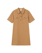 Robe Courte Col Boutonne Camel Philine