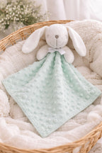 Le Lapinou Vert D'eau, Doudou Attache Tétine - Blanc - À Personnaliser
