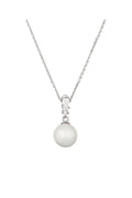 Pendentif "Clarté" Or Blanc 375/1000 Perle Blanche Et Zirconium