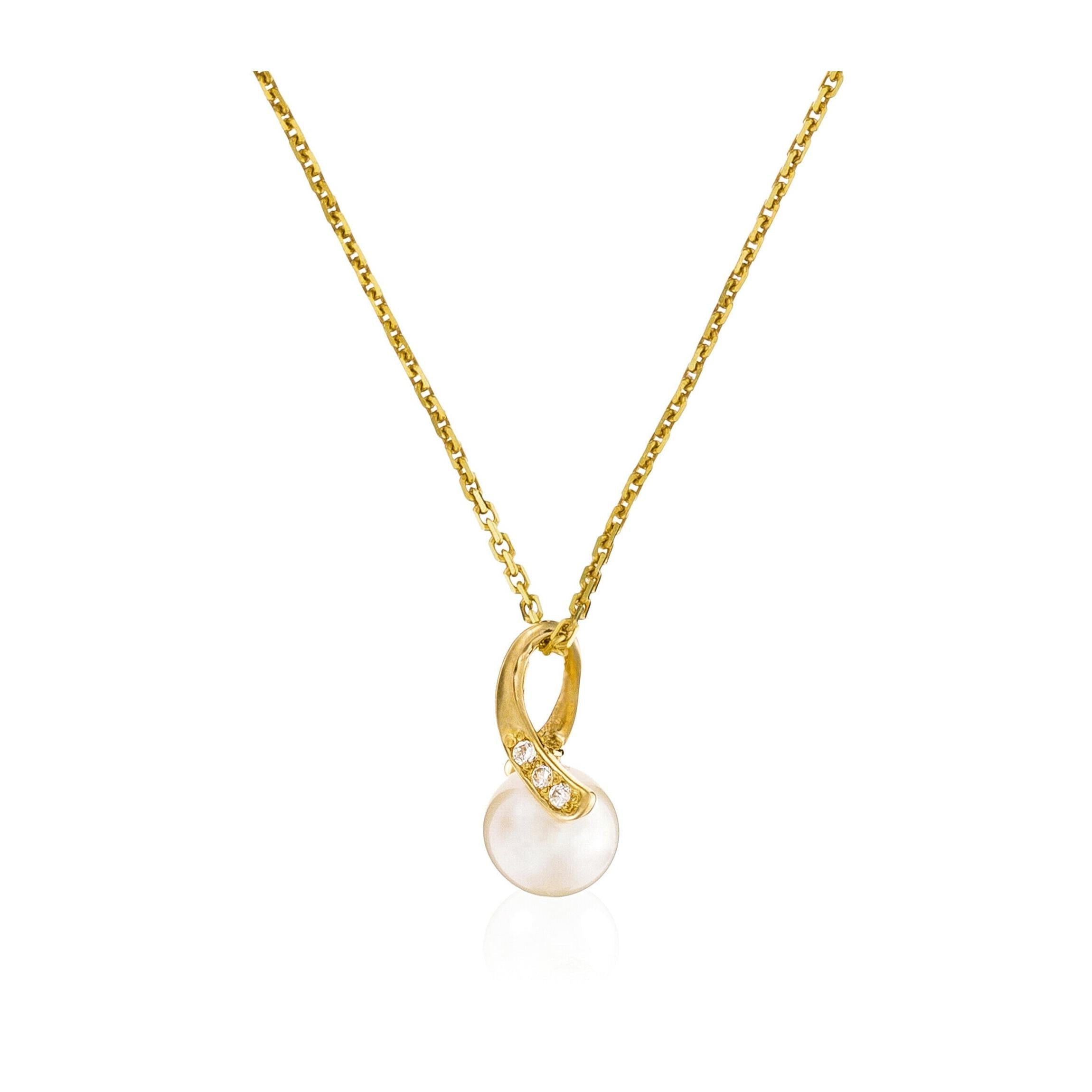 Pendentif "Phenix" Or Jaune 375/1000 Perle Blanche Et Zirconium