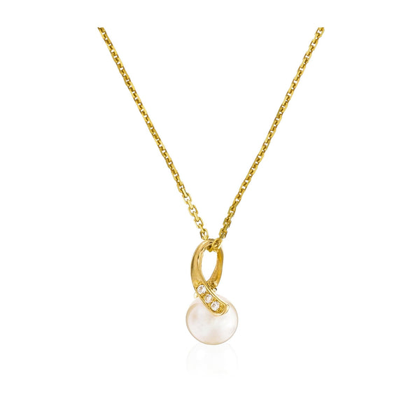 Pendentif "Phenix" Or Jaune 375/1000 Perle Blanche Et Zirconium