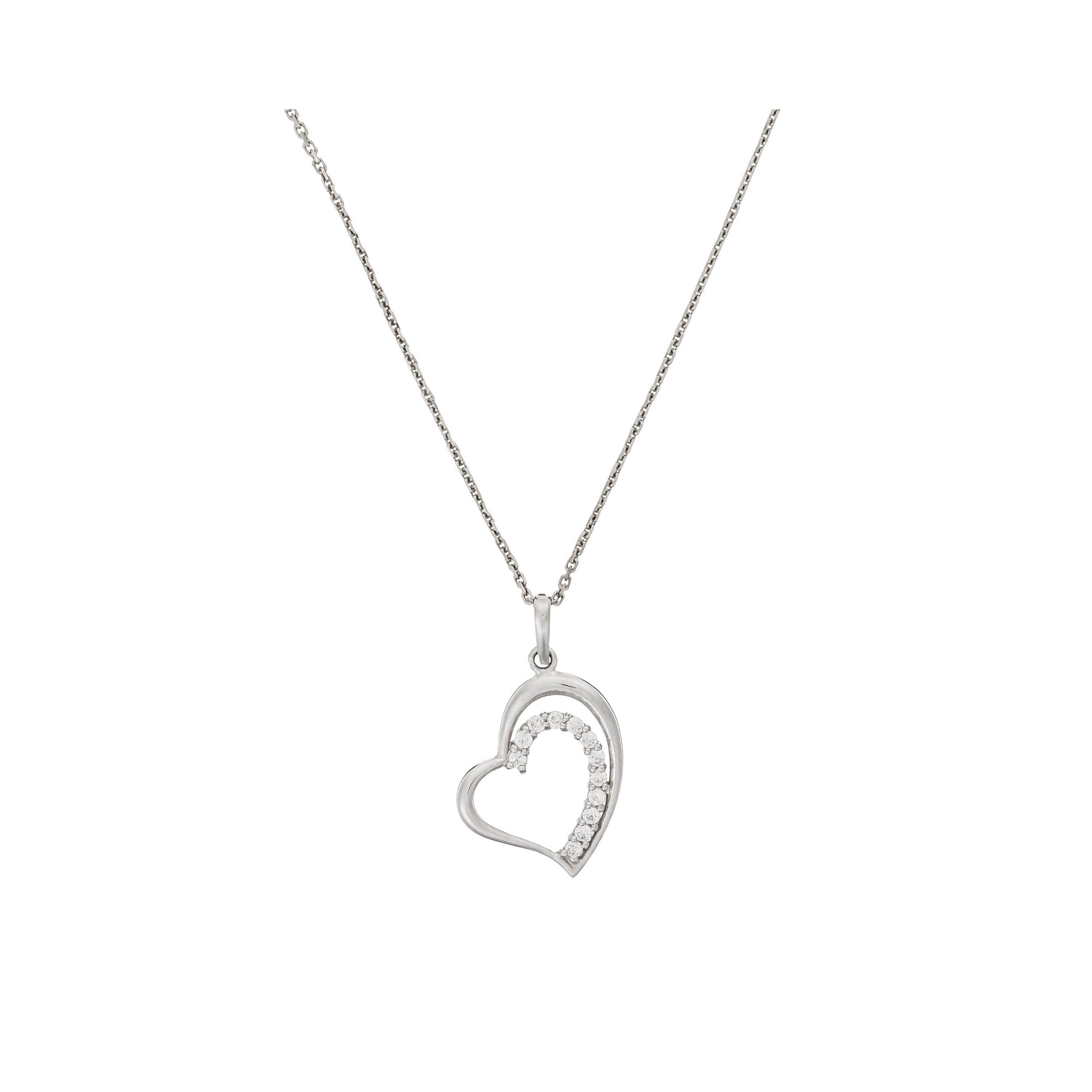 Pendentif "Réconfortant" Or Blanc 375/1000 Et Zirconium