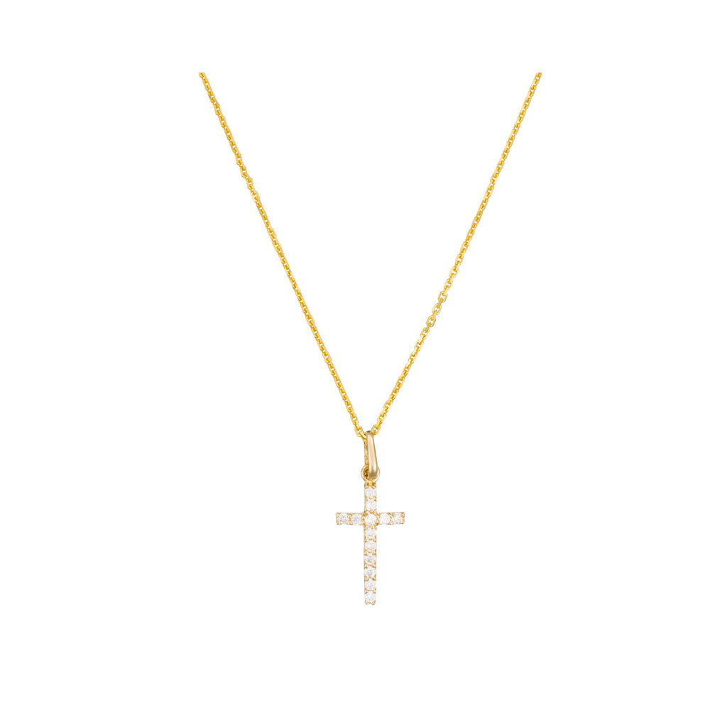 Pendentif "Croix Promise" Or Jaune 375/1000 Et Zirconium