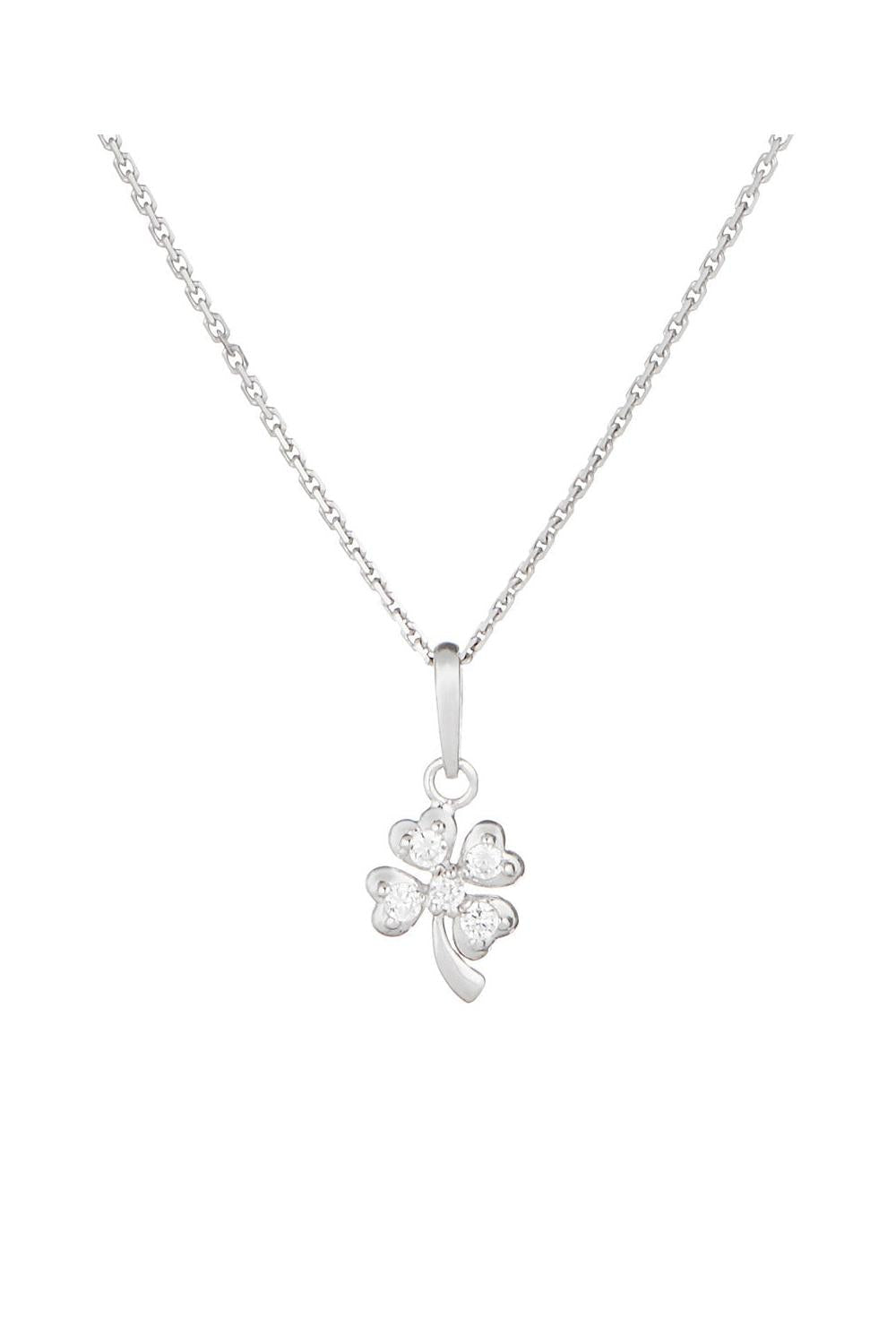 Pendentif "Petit Trèfle" Or Blanc 375/1000 Et Zirconium