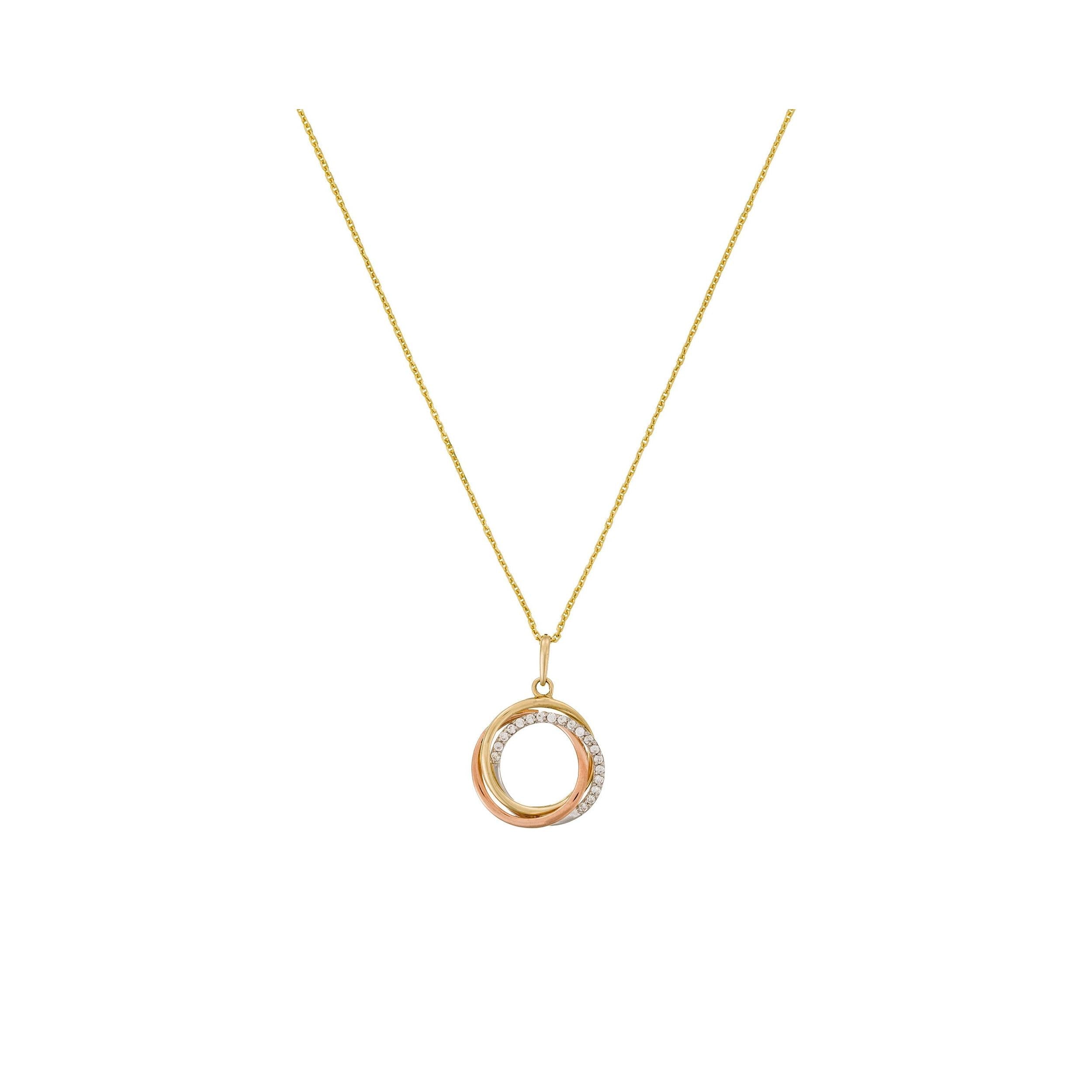 Pendentif "Cercle Trio" Or Tricolore 375/1000