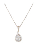 Pendentif " Goutte Brillante" Or Blanc 375/1000 Et Zirconium