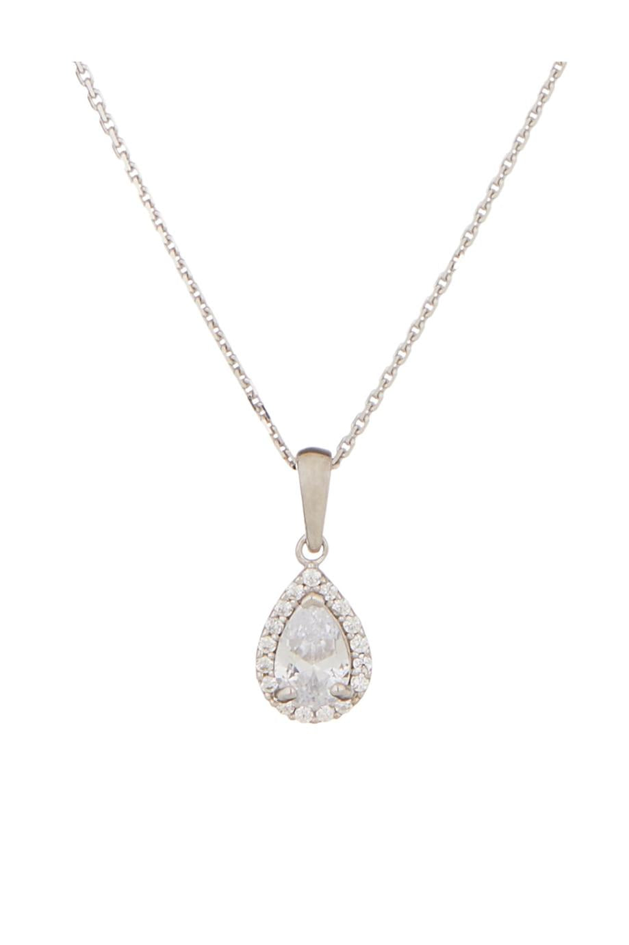 Pendentif " Goutte Brillante" Or Blanc 375/1000 Et Zirconium