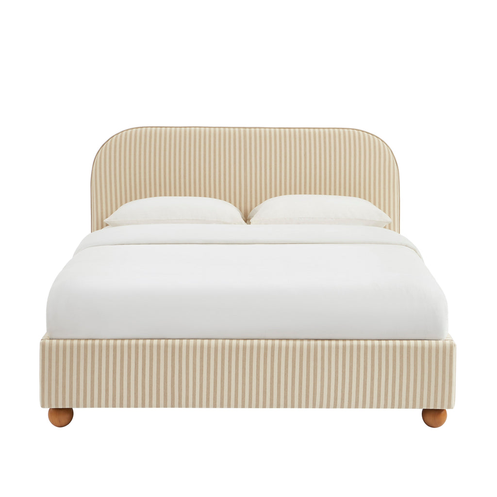 Pilka - Lit - Tissu Rayé - Beige Et Écru