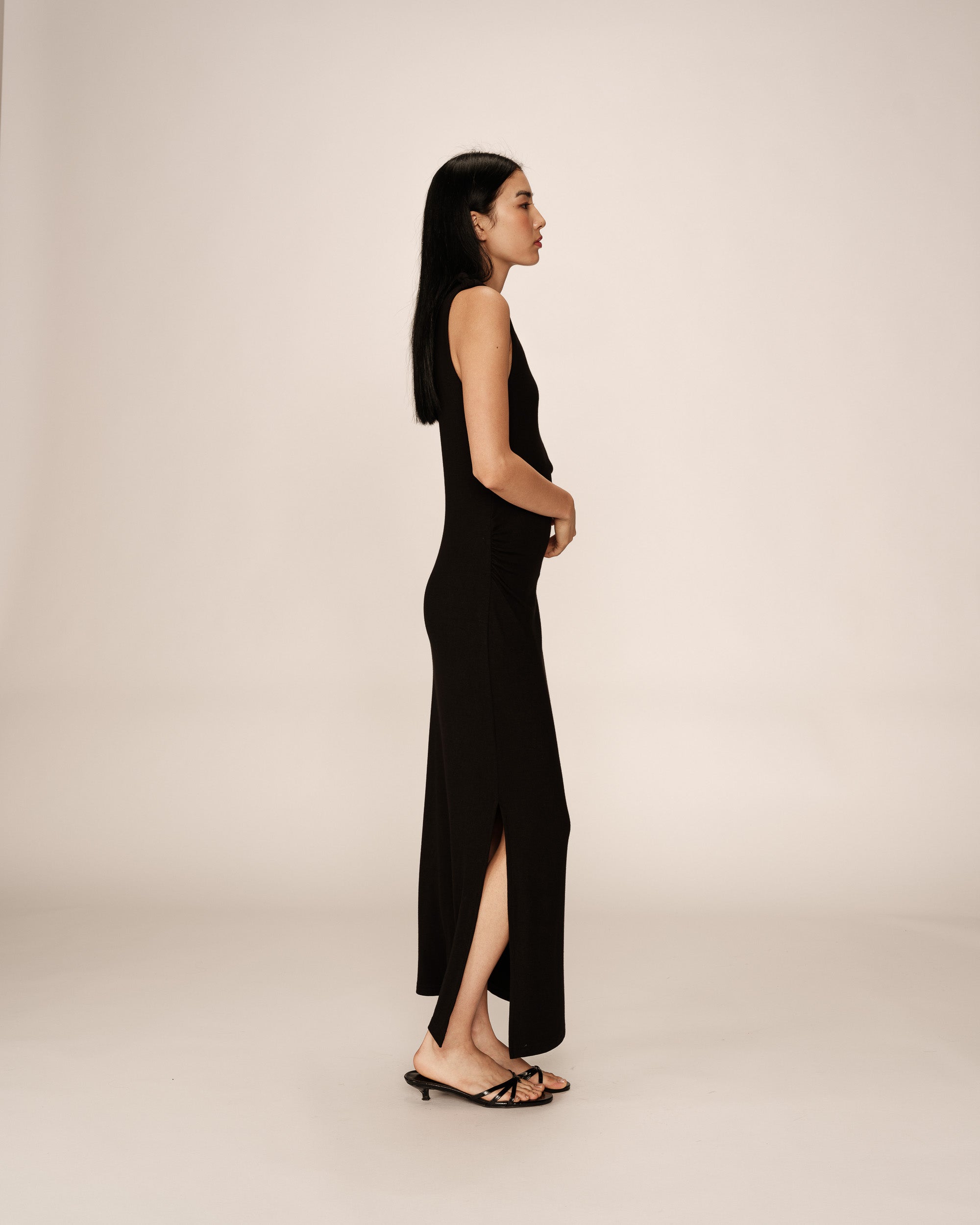 Robe Longue Pistache - Noir