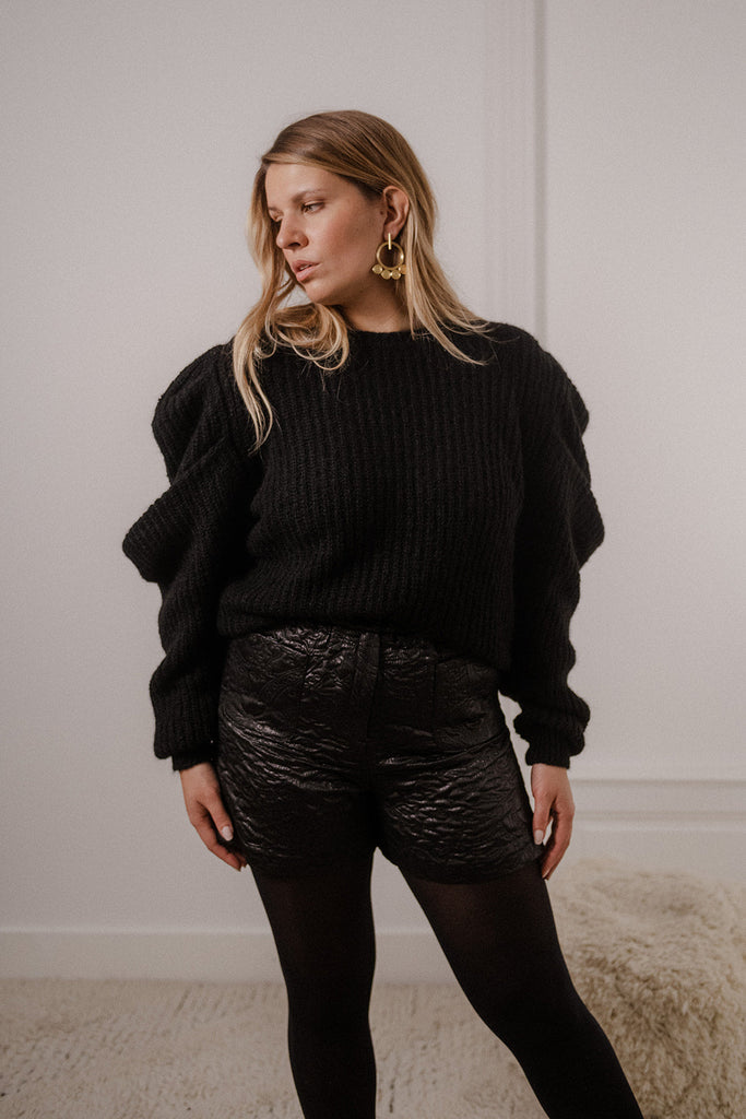 SHORT CARLOTA JACQUARD NOIR - PLUME PARIS - La mode en précommande