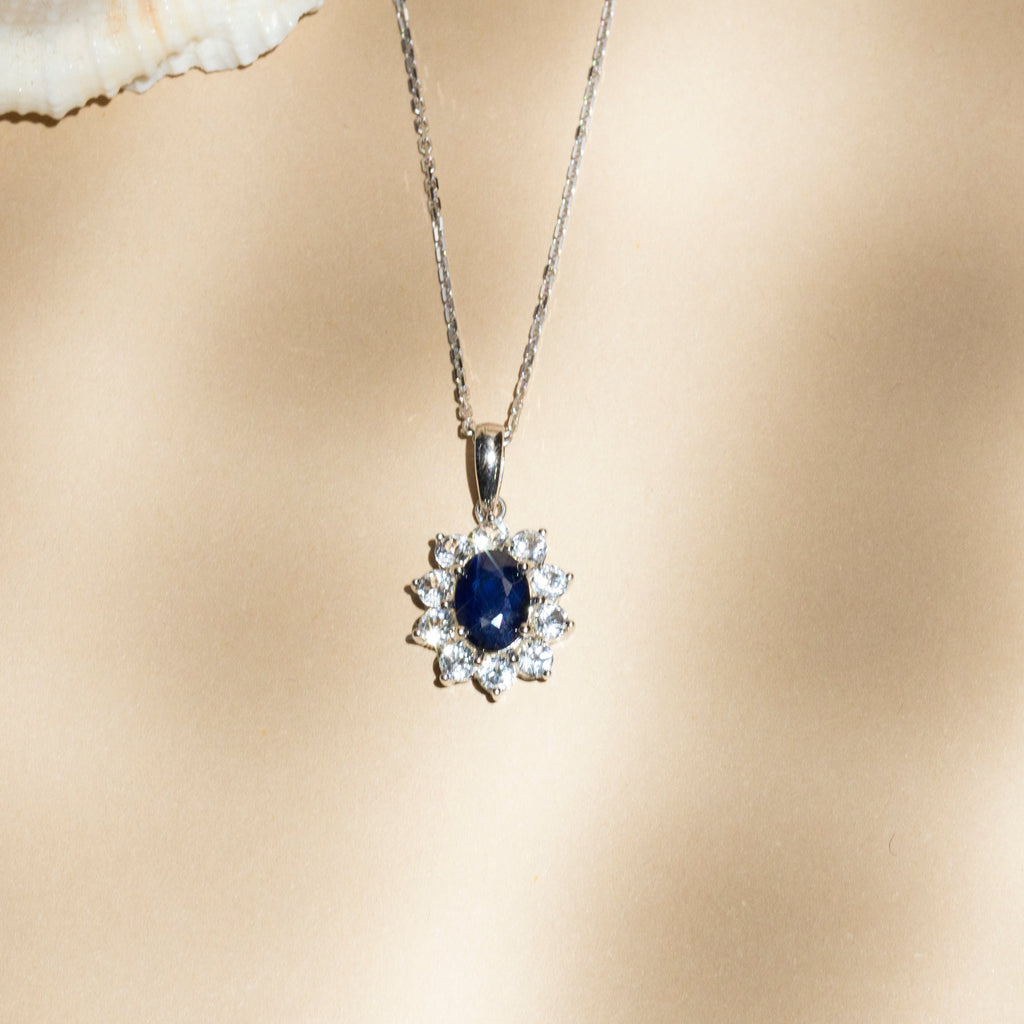 Pendentif "Etoile Bleue" Saphir 1,1/1 Topaze Blanche 0,08/10