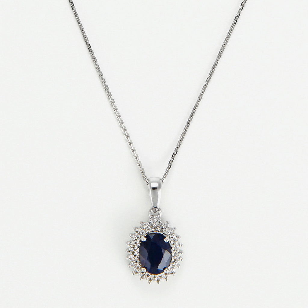 Pendentif "Soleil Bleu" - Or Blanc 375/1000