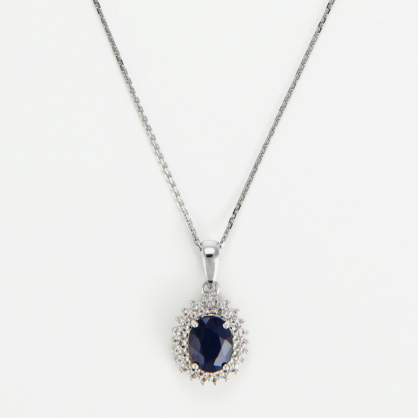 Pendentif "Soleil Bleu" - Or Blanc 375/1000