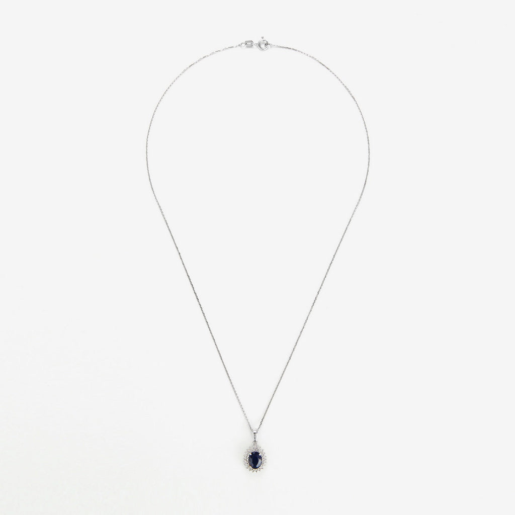 Pendentif "Soleil Bleu" - Or Blanc 375/1000