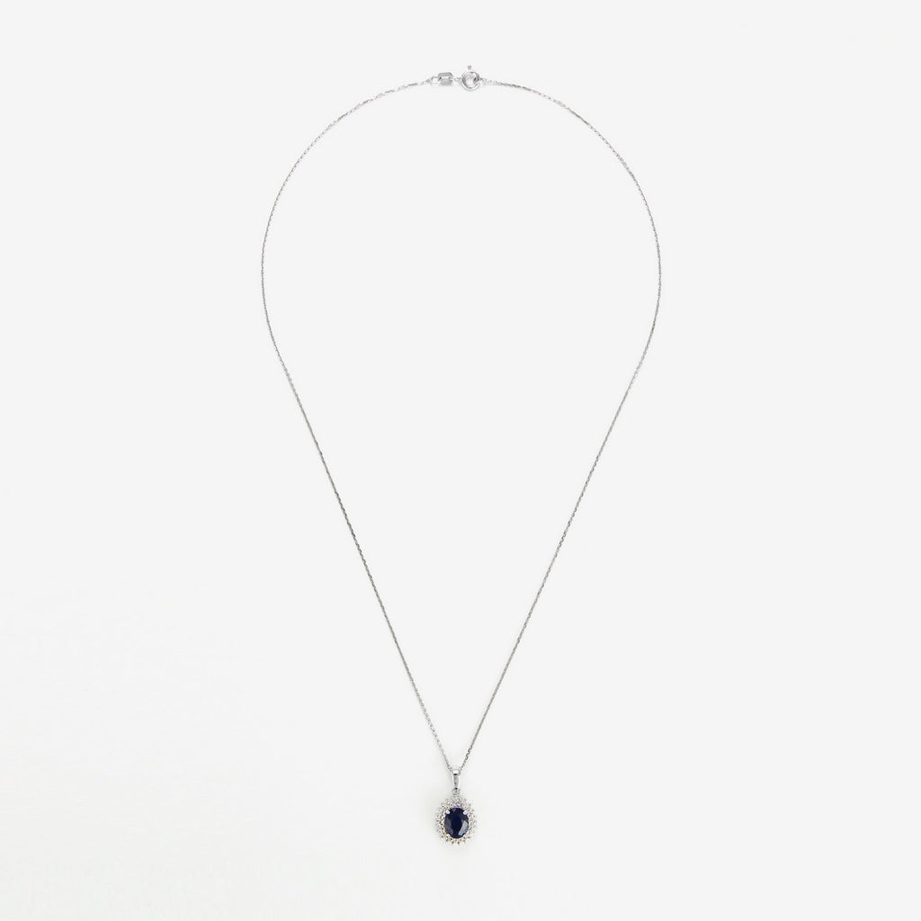 Pendentif "Soleil Bleu" - Or Blanc