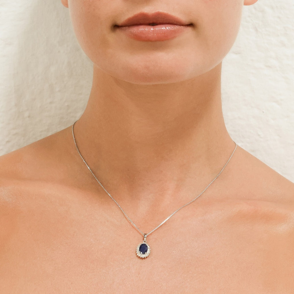 Pendentif "Soleil Bleu" - Or Blanc