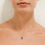 Pendentif "Soleil Bleu" - Or Blanc