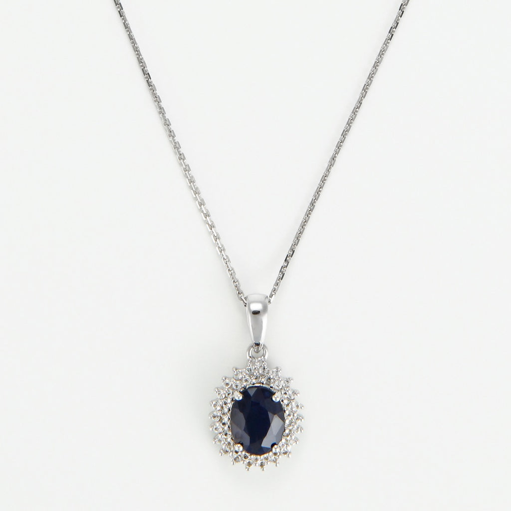 Pendentif "Soleil Bleu" - Or Blanc