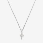 Pendentif "Mini Croix" Or Blanc Diamant : 0,02Ct/8 - Or Blanc