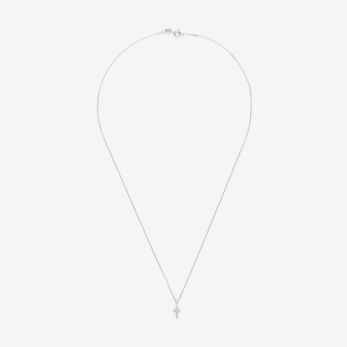 Pendentif "Mini Croix" Or Blanc D 0,02Ct/8 - Or Blanc 750/1000
