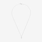 Pendentif "Mini Croix" Or Blanc Diamant : 0,02Ct/8 - Or Blanc