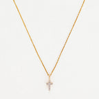 Pendentif "Mini Croix" Or Jaune Diamant : 0,02Ct/8 - Or Jaune