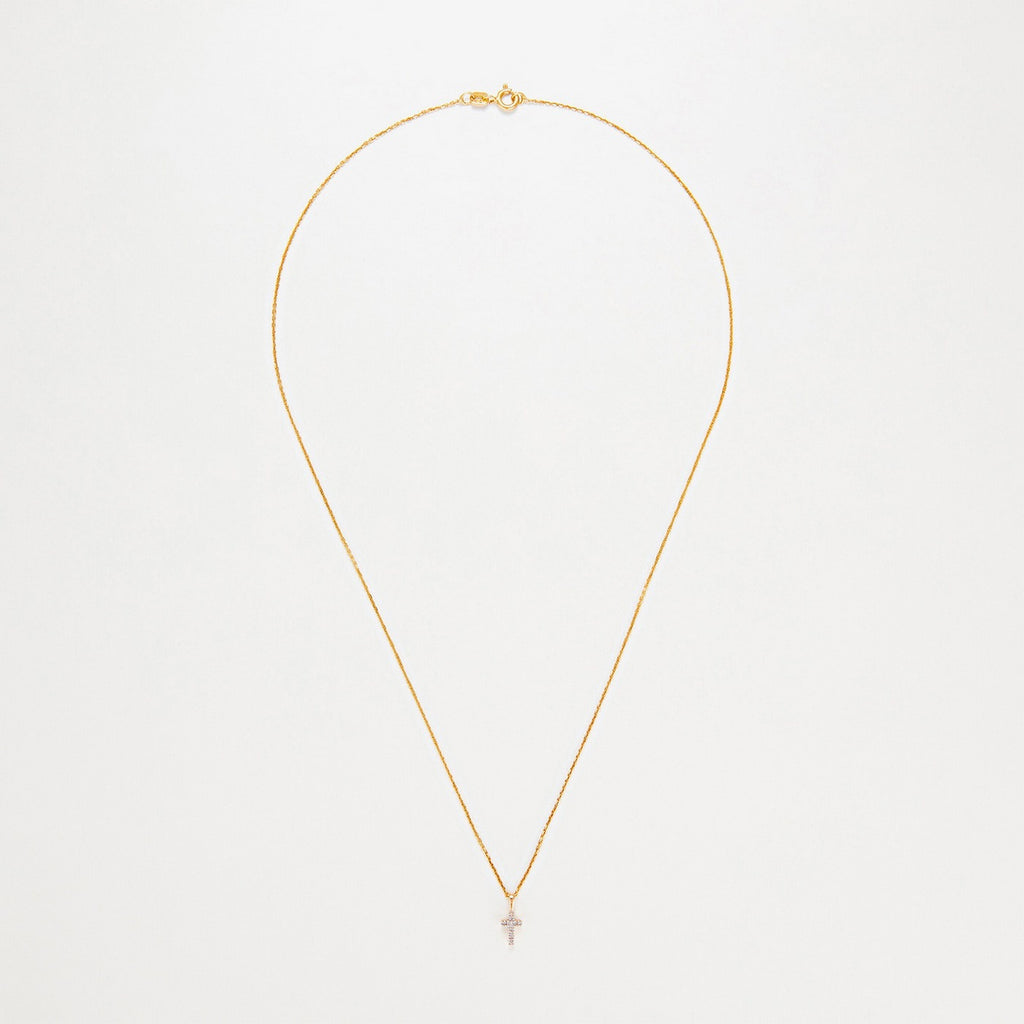 Pendentif "Mini Croix" Or Jaune Diamant : 0,02Ct/8 - Or Jaune