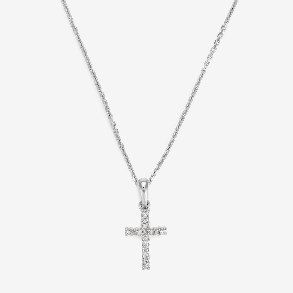 Pendentif "Croix Du Bonheur" Diamants 0,06Ct/16 - Or Blanc
