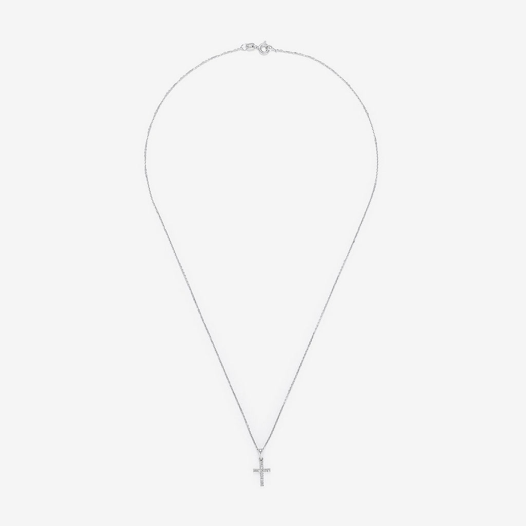 Pendentif "Croix Du Bonheur" Diamants 0,06Ct/16 - Or Blanc