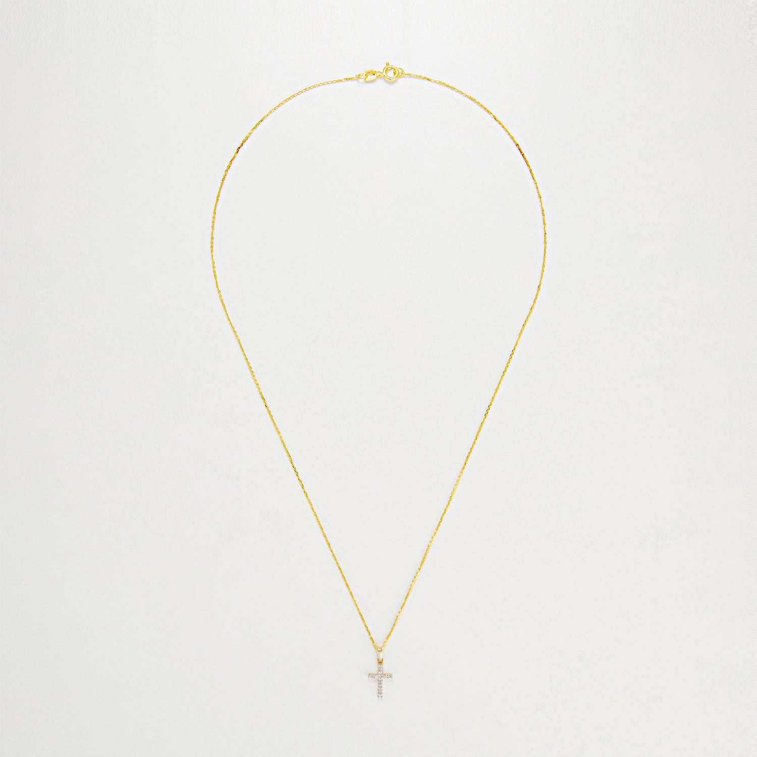 Pendentif "Croix Du Bonheur" Diamant :0,06Ct/16 - Or Jaune 375/1000