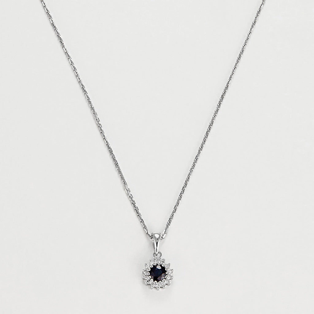 Pendentif "Marguerite Saphir" - Or Blanc