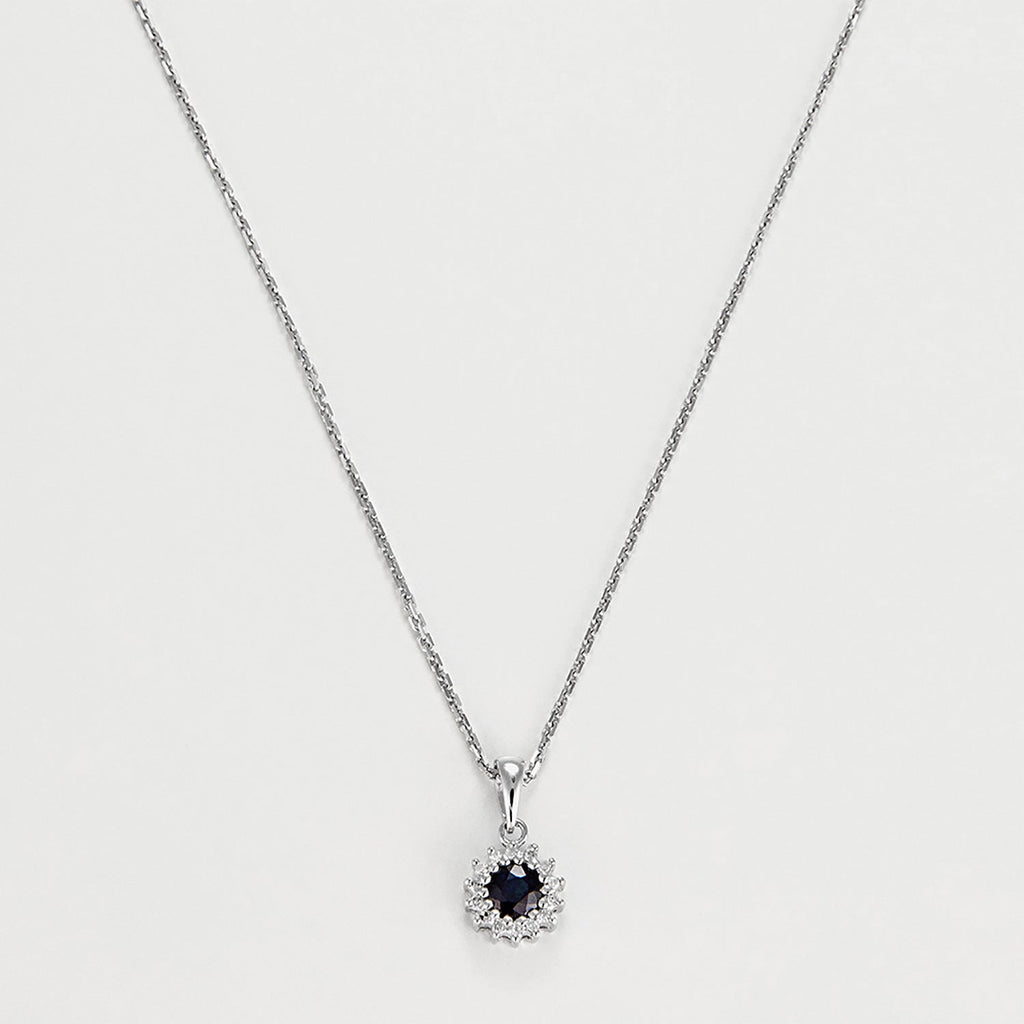 Pendentif "Marguerite Saphir" - Or Blanc 375/1000