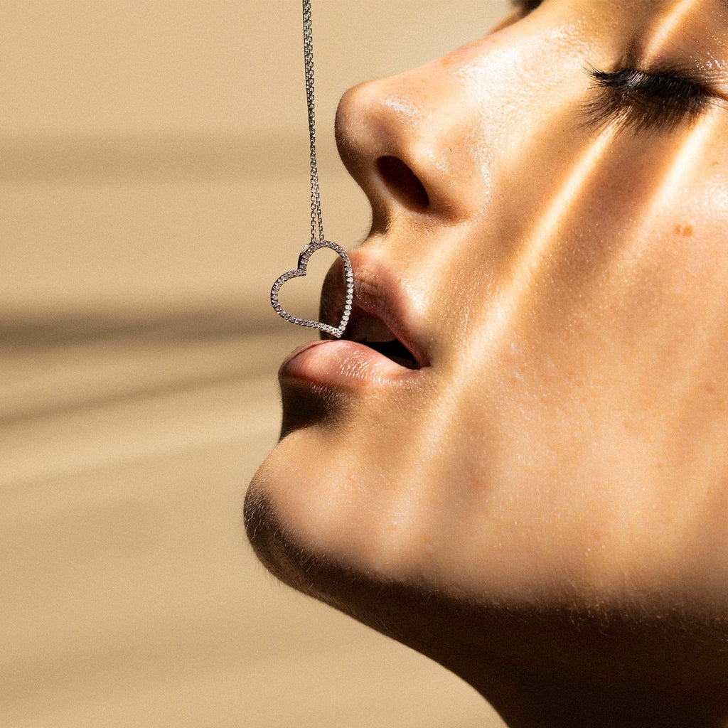 Pendentif "Coeur Oriental " Or Blanc Diamant :0,15Ct/47 - Or Blanc